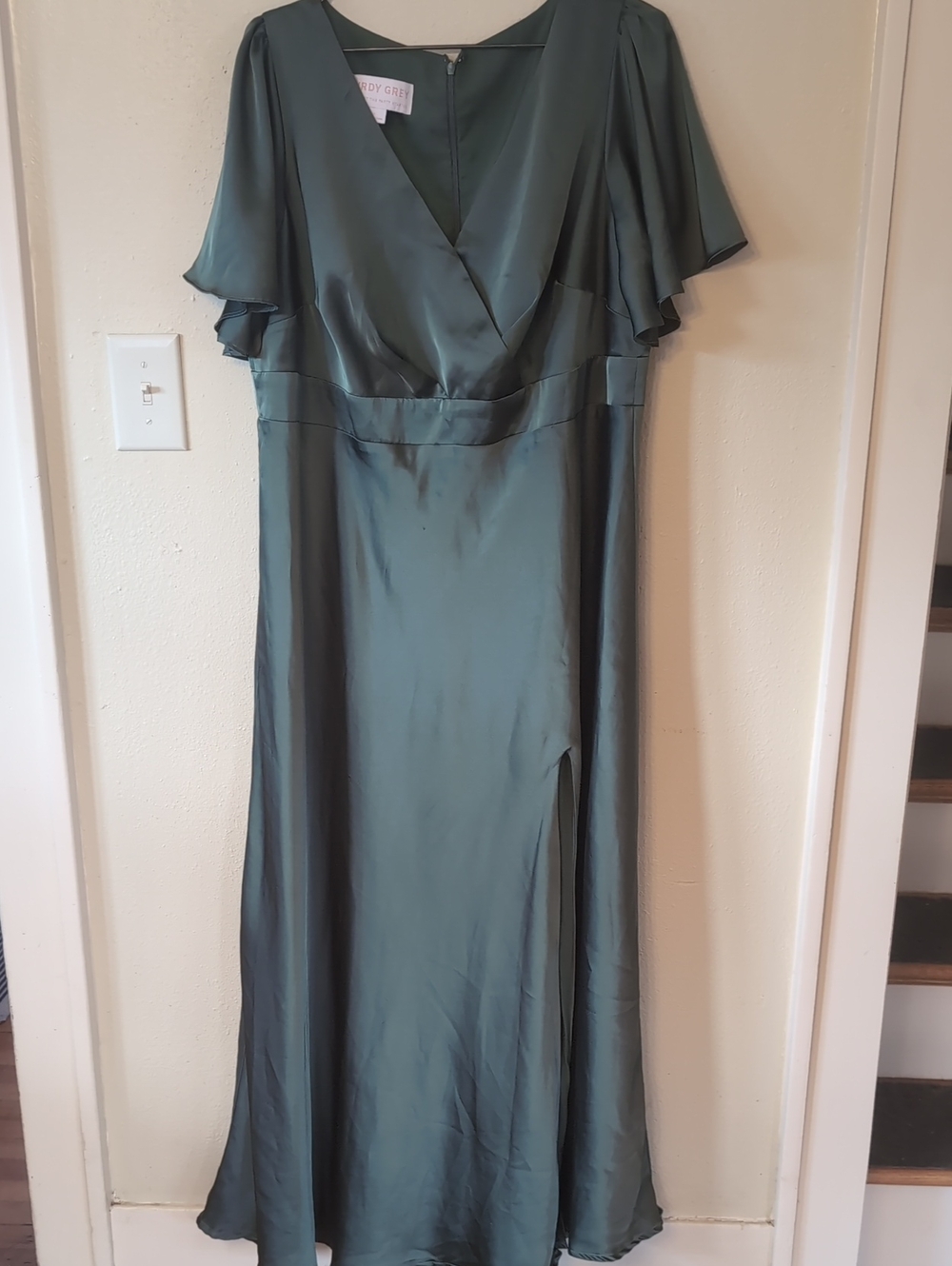 Birdy Grey Emerald Satin V-Neck Maxi Dress 1X